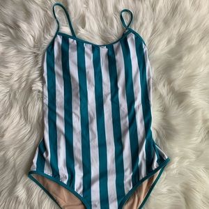 Teal stripe sporty one piece